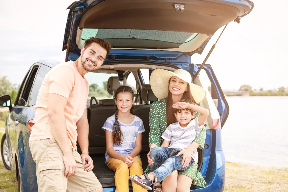 family in a car